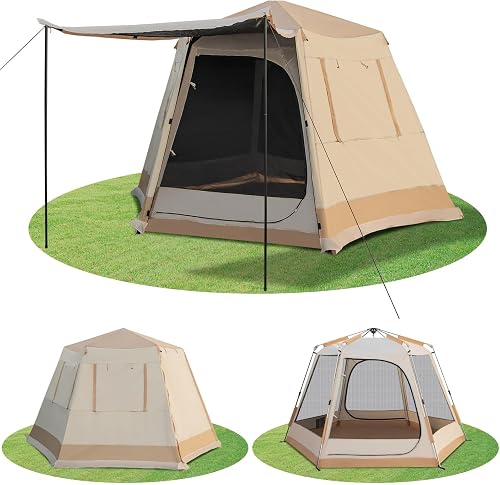 Tente de Camping Pop-up avec Pare-Soleil pour 4-6 Personne GYMAX