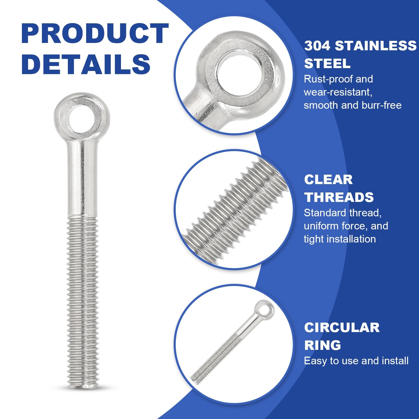 PATIKIL M10x86mm Lifting Shoulder Eye Bolts - Image 3