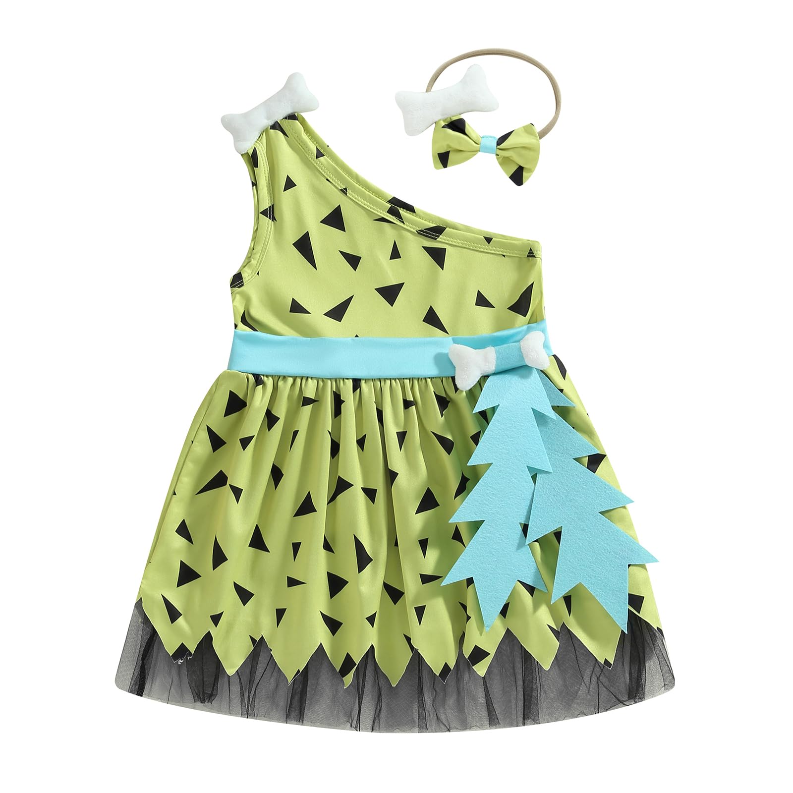 Nsywmzy Halloween Girls Caveman Costume 1-12T Historical Stone Age Birthday Outfits Cosplay Tutu Dress Party Photo Shoot (Yellow 3, 2-3T)