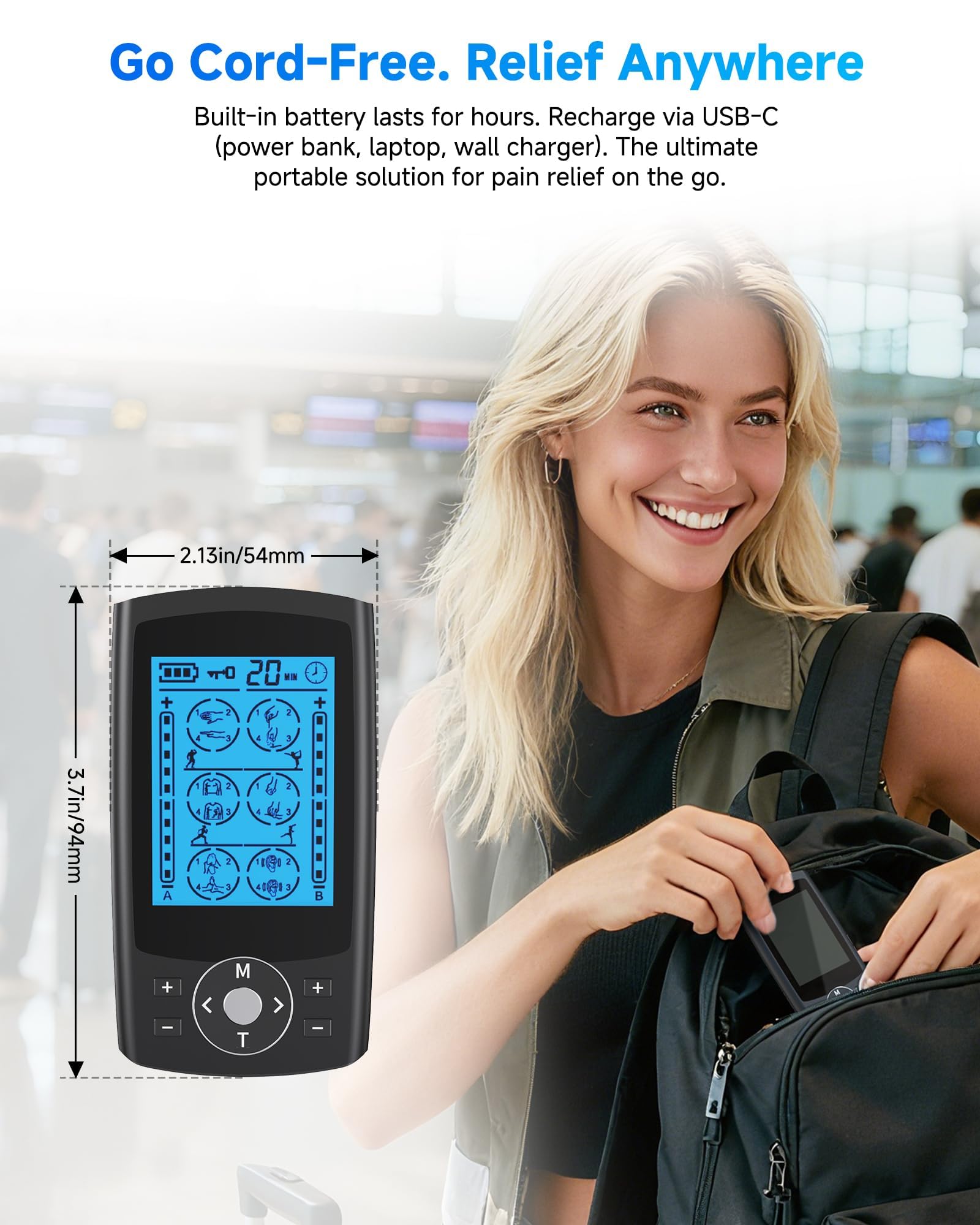 TENS Unit Muscle Stimulator, 24 Modes Dual Channel TENS EMS Machine for Muscle Tension and Back Relief, Rechargeable Pulse Massager with Timer, 6 Upgraded Pads for Neck Shoulder Leg and Knee — Amazon image 6