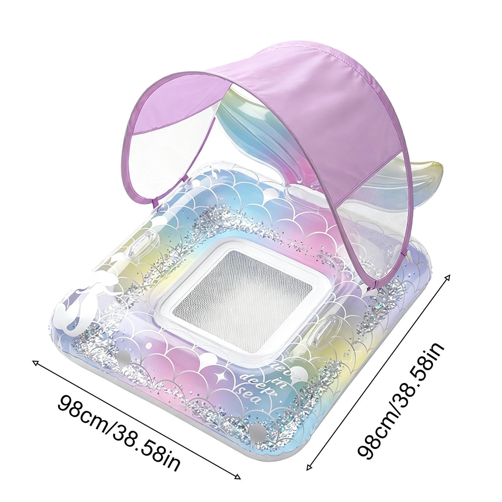 Flotador de piscina con toldo de , hinchable, protección solar portátil | Bonita balsa inflable para el parque acuático, las vacaciones, el lago, el río, la fiesta, el viaje