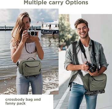 TAAOKA Camera Sling Bag,Waterproof Camera Case with Tripod Holder,DSLR/SLR/Mirrorless Camera Bags Crossbody for Photographers (Dark Green)