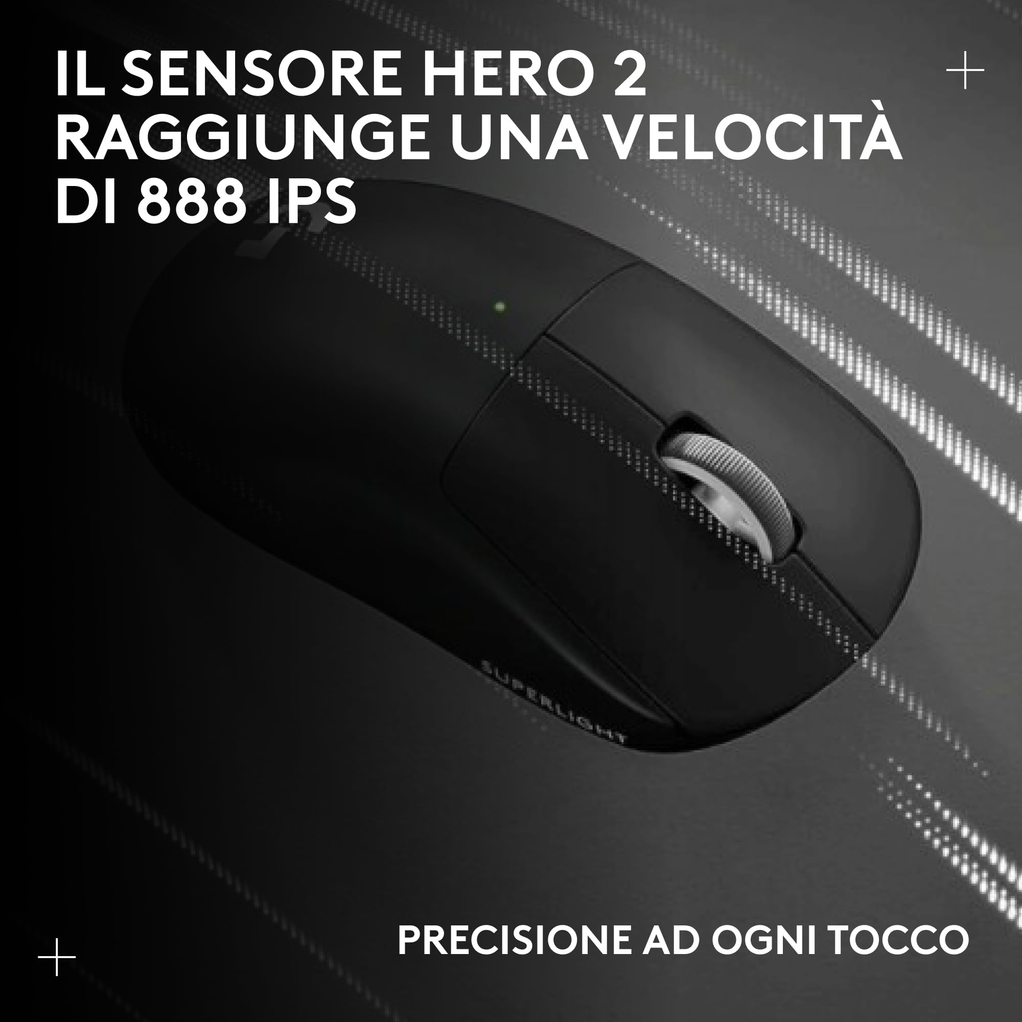 Logitech G PRO X Superlight 2 mouse gaming wireless 60g 5 pulsanti 44.000 DPI 8 kHz USB-C Nero