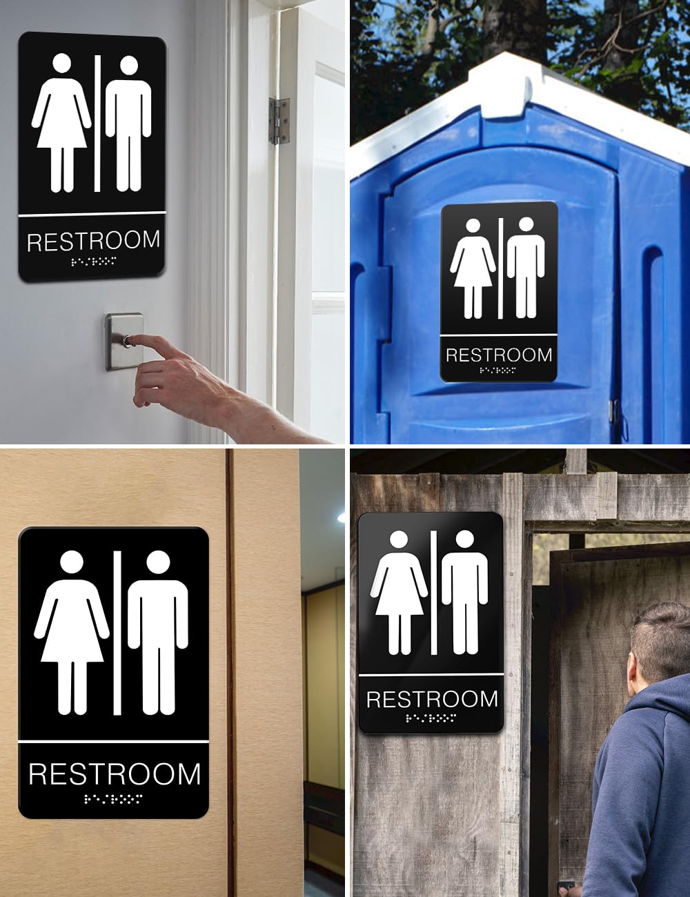 2.17 Inch Heel Shoes Unisex Braille Restroom Sign 9x6 Inch - ADA