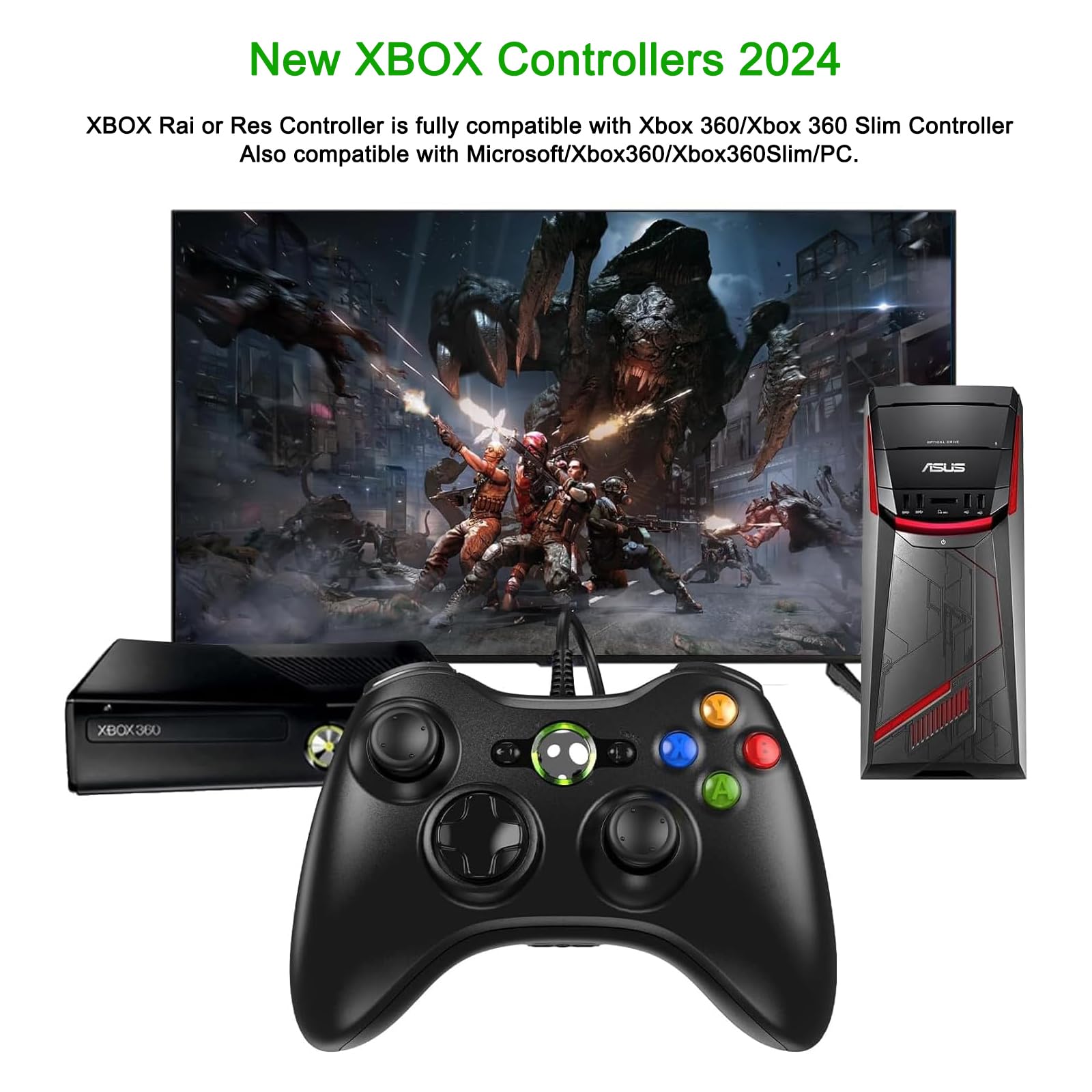 Xbox 360 Controller - Wired Gamepad Joystick für Microsoft PC (Windows 7/8/10/XP)