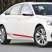 Vista 3 de 2 calcomanías de rayas laterales de carreras, 4.52 x 88.58 pulgadas, calcomanías de rayas para falda lateral de automóvil, calcomanías