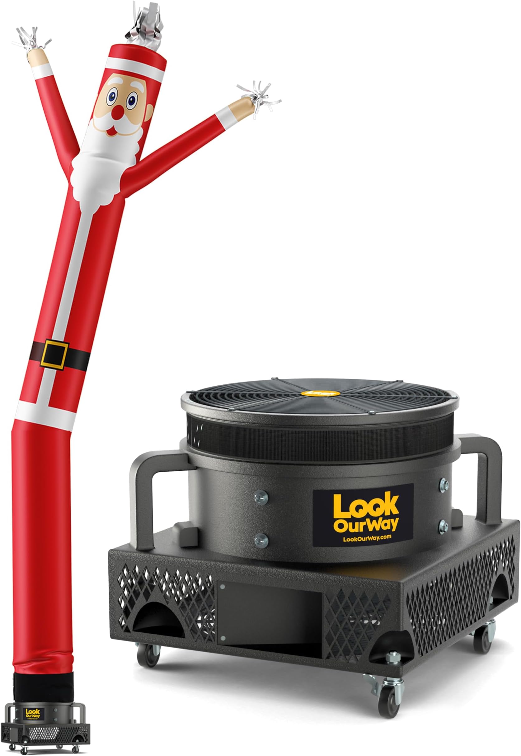 LookOurWay Air Dancers Inflatable Tube Man Attachment | 20ft Tall Set | Wacky Waving Christmas Inflatables Tube Guy | Blower Included | Outdoor Holiday Decoration | Christmas Theme - Santa