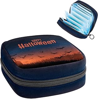 Bolsa de almacenamiento de servilletas sanitarias, bolsa de kit de período para la escuela, bolsa de copa menstrual, bolsa organizadora de servilletas sanitarias, tumba espeluznante de Halloween con