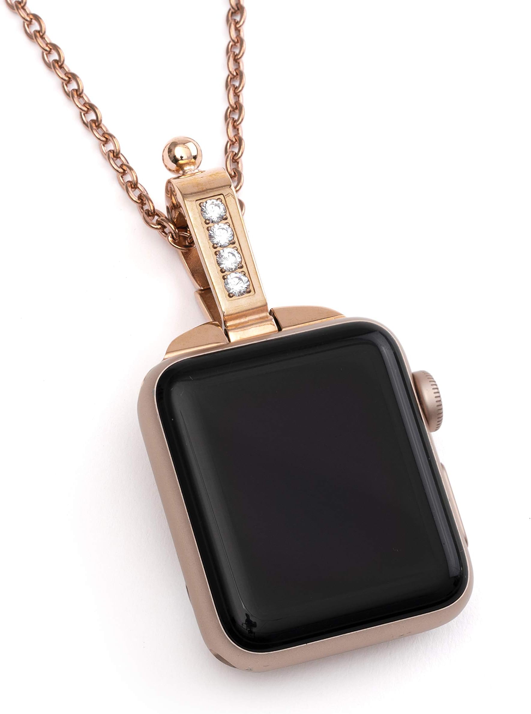 iClasp - Pendant Adapter Accessory Compatible With Apple Watch - Wear with Included 30" Ball Chain Necklace as Jewelry or Use Clasp Adapter as a Stand or with Keychain Fob - Rose Gold (Plated)