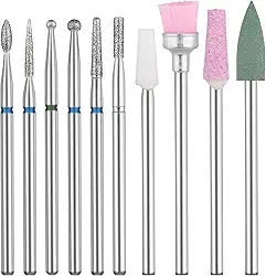 Abeillo Brocas para unhas, 10 peças de brocas para unhas, kit de manicure russo, broca de cutícula para broca de unha, brocas para remover esmalte de gel