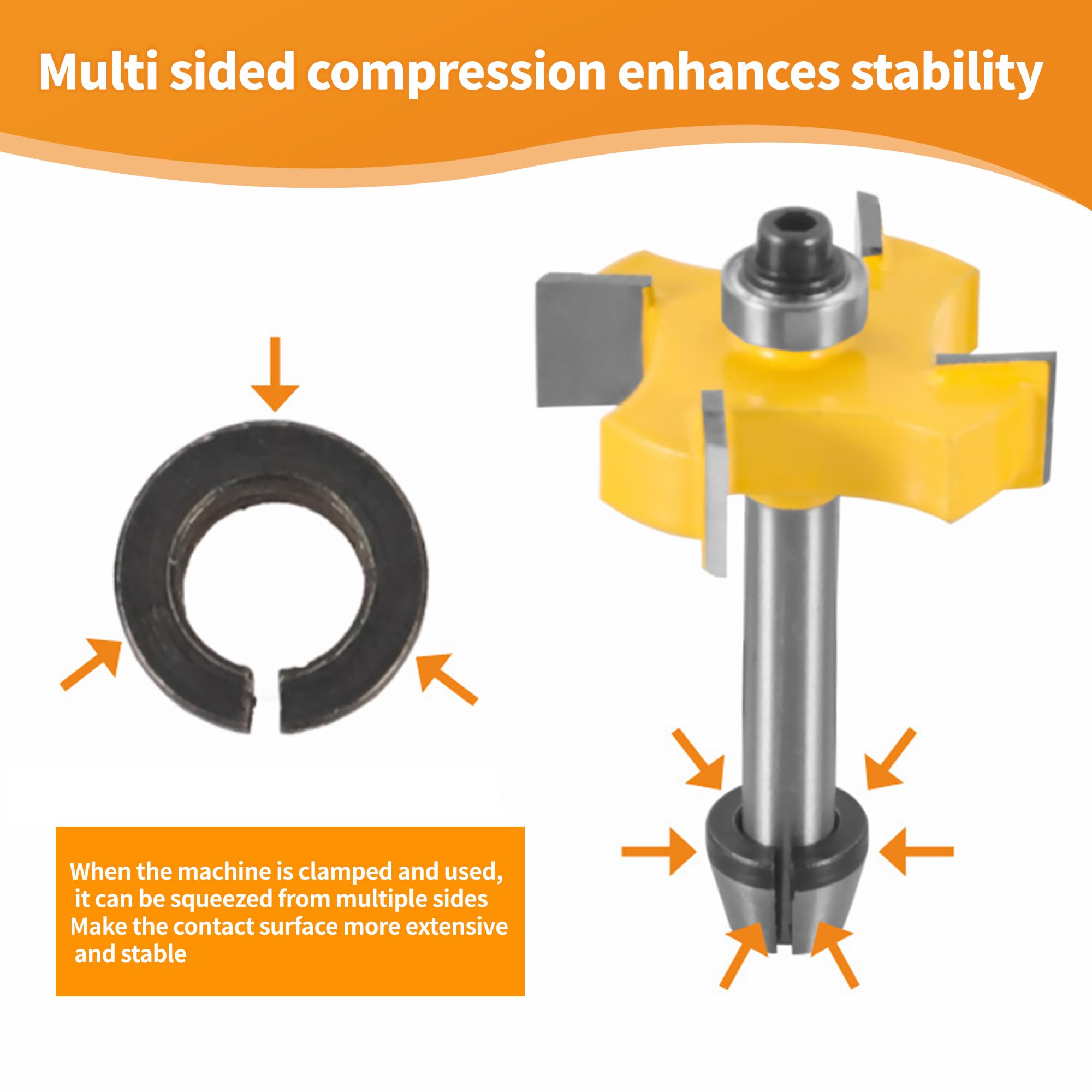 Steel Router Collet, 6 Pcs Chuck Carbon Steel Woodworking Milling Chuck Adapter Router Bit Collet with Milling Machine - Image 4