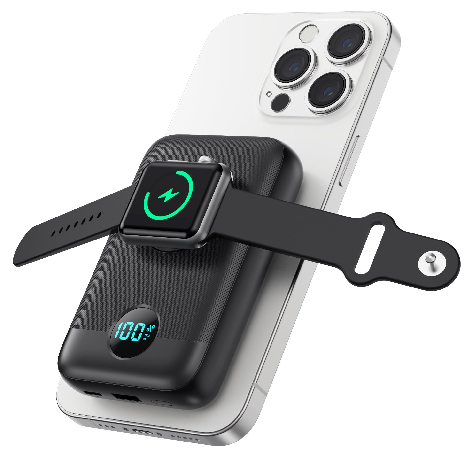 anewell VIVO ポータブルマグネティックシンクロナイザー Amazon.com: Magnetic Portable Charger for iPhone & Apple Watch
