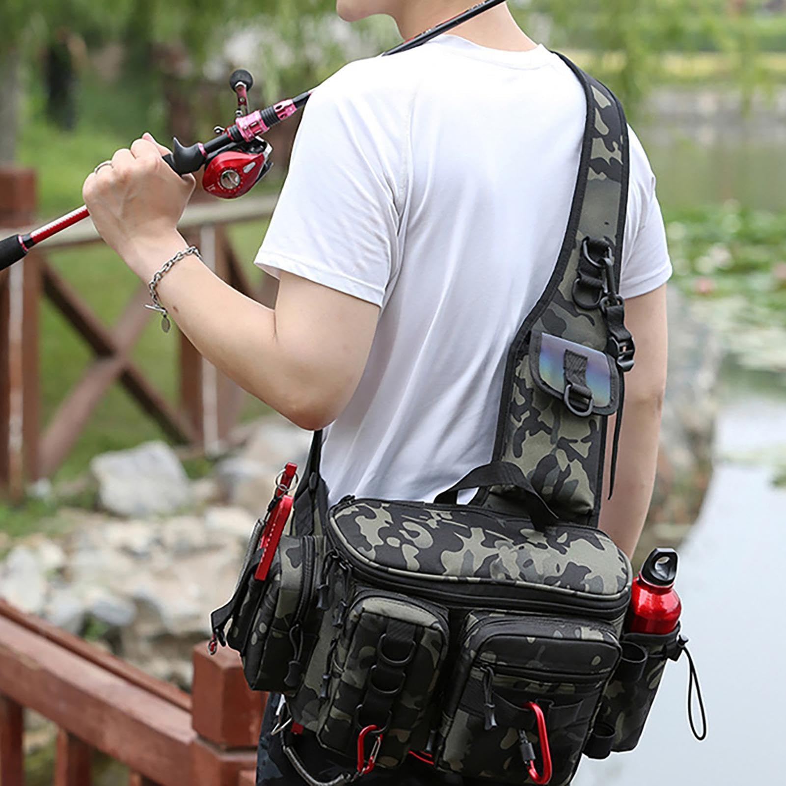 Torba wędkarska Fanny Pack, uchwyt na wędkę, torba wędkarska, torba na | na kemping, polowanie, wędkowanie na świeżym powietrzu, duży., G, Patrz opis