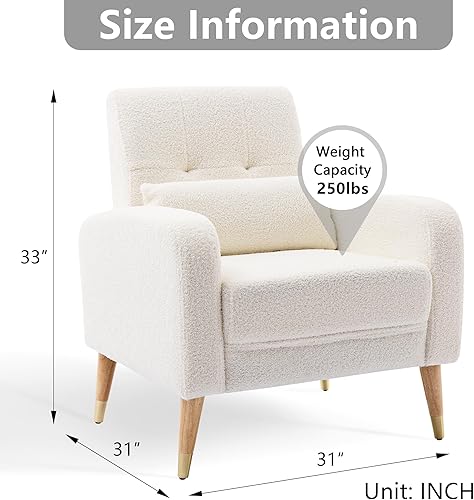 Miniatura 2 de Dolonm Silla decorativa moderna de mediados de siglo, sillón tapizado, silla de sala de estar, cómoda silla individual con patas de metal, silla de