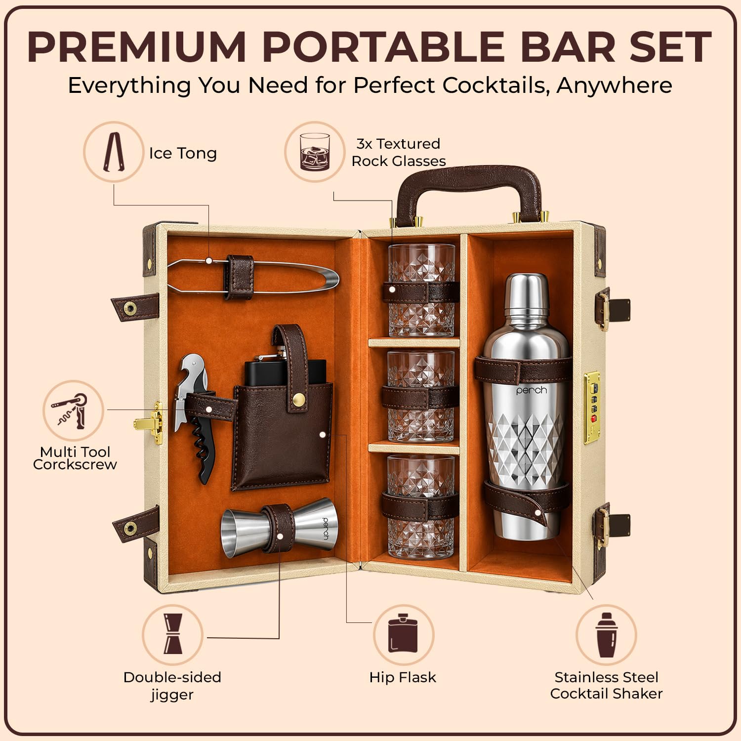 Portable Bar Set - Travel Bar Case with Cocktail Kit -2