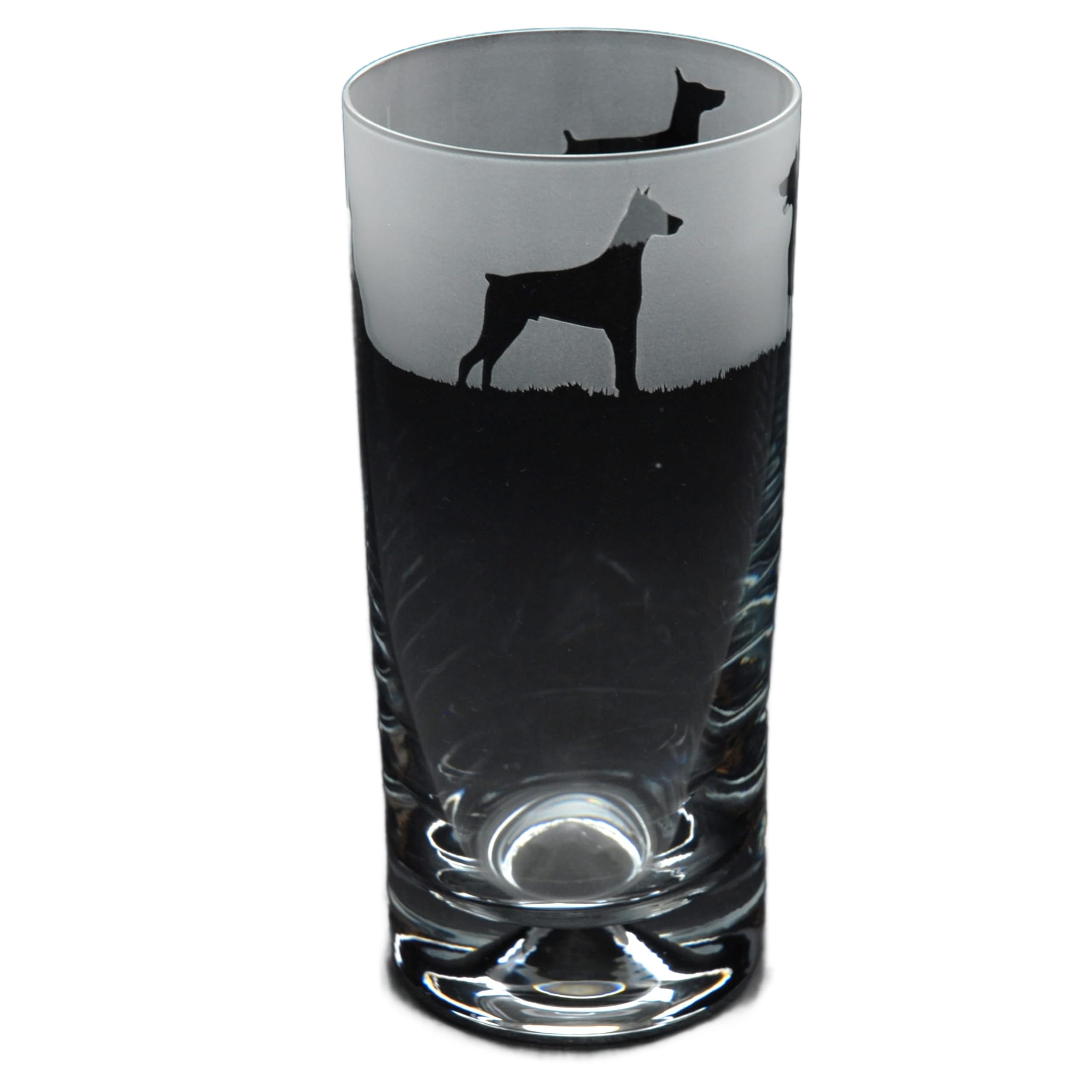 GLYPTIC Glass Art Dobermann Dog Frieze Hand Etched/Engraved Highball Glass โ image 1