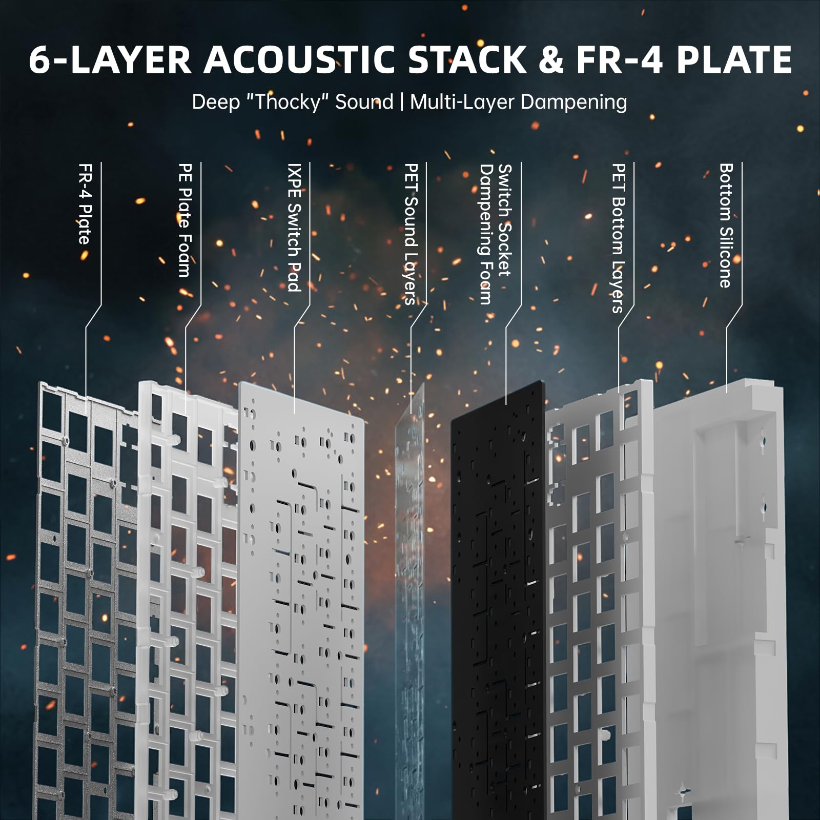 ATTACK SHARK R68 HE Klawiatura Magnetyczna 8000Hz, Rapid Trigger 0,005 mm, Kute Włókno Węglowe i Aluminium CNC, Snap Tap, Efekt Halla, 60% RGB Przewodowa, US QWERTY, Biały lód