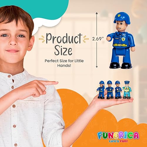 Miniatura 5 de FUNERICA Figuras de juguete de oficial de policía - 4 figuras detalladas de policía y jefe de policía - Figuras de acción imaginativas para niños