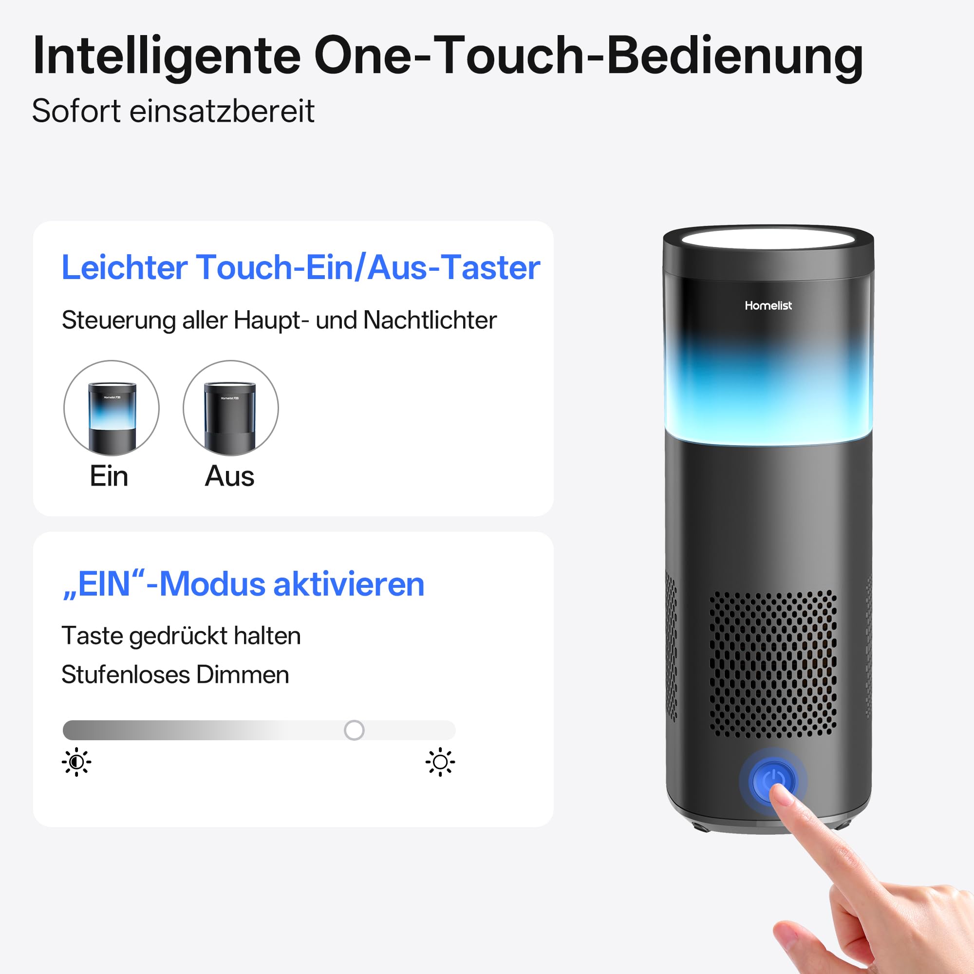 Homelist Schreibtischlampe LED, Tageslichtlampe 72W 6500LM, Indirekte Beleuchtung, Touch Dimmbar, CRI>98 Blendfrei, für Büro, Arbeitszimmer, Computerschreibtisch, Lesen & Zeichnen