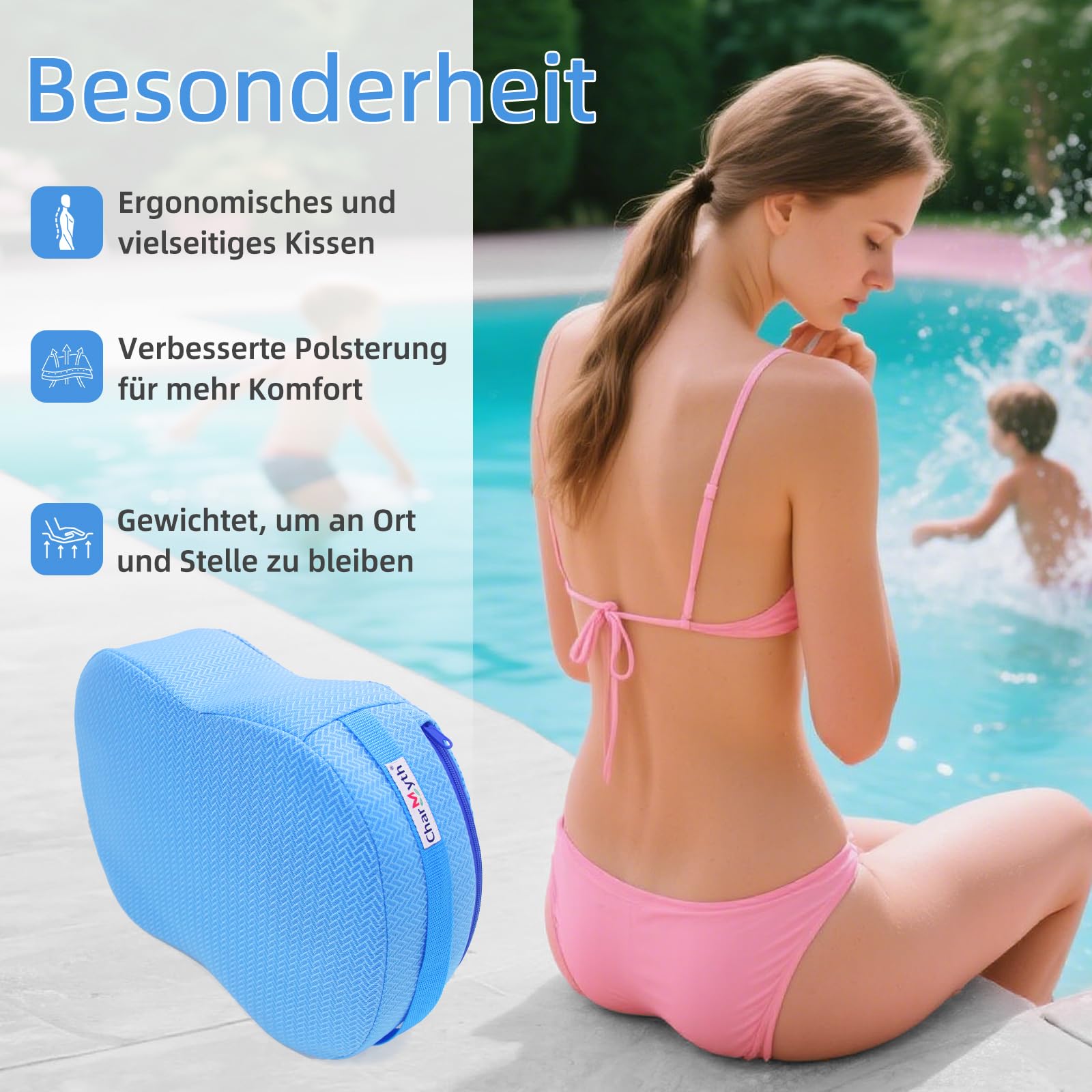 Whirlpool Sitzkissen Sitzerhöhung Unterwasser, 40 x 30 x 12cm Badewannenkissen, rutschfest schnelltrocknend Hot Tub Booster Seat