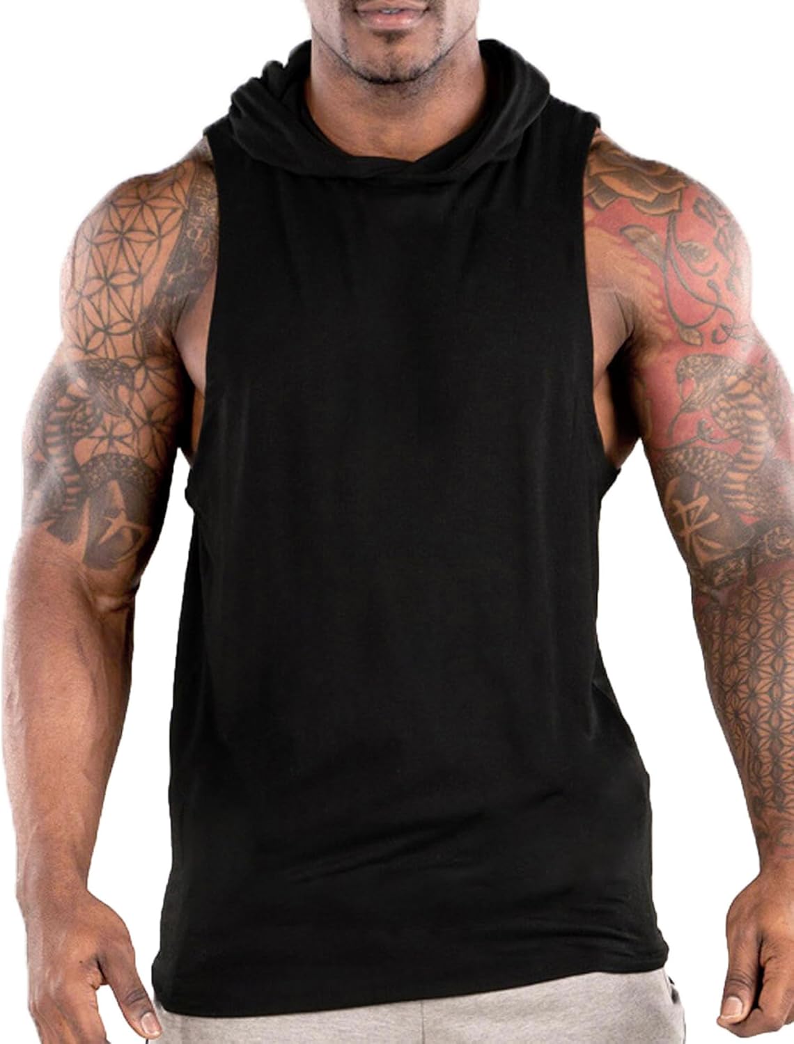 Men's Workout Hooded Tank Tops Sports Training Sleeveless Gym Hoodies Fitness Bodybuilding Cut Off Muscle Shirts