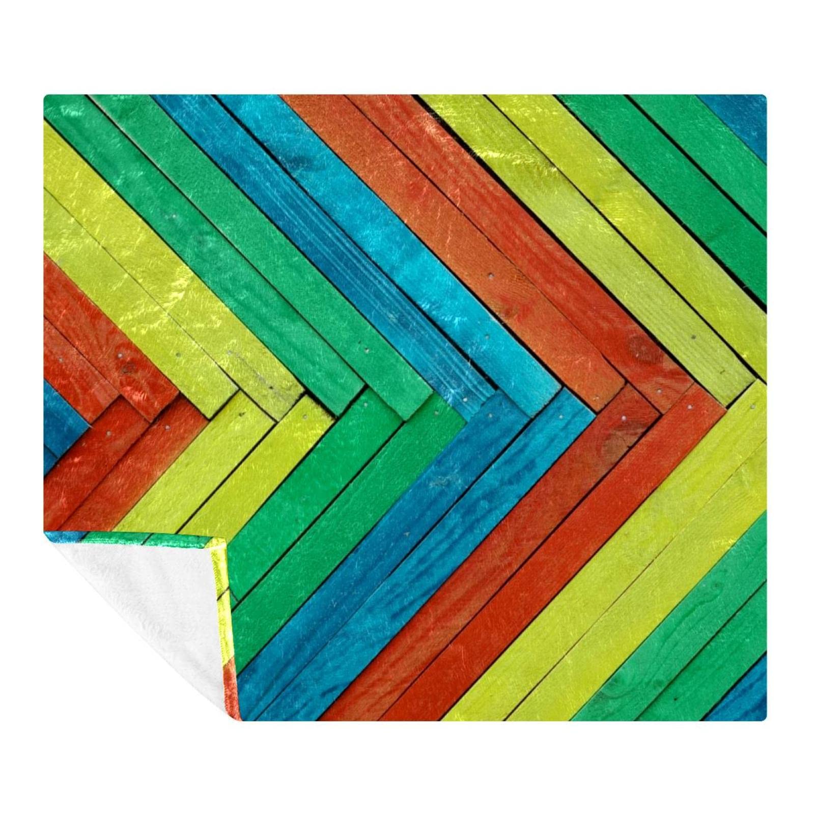 Manta de forro polar, súper suave, lujosa, con patrón de madera colorido