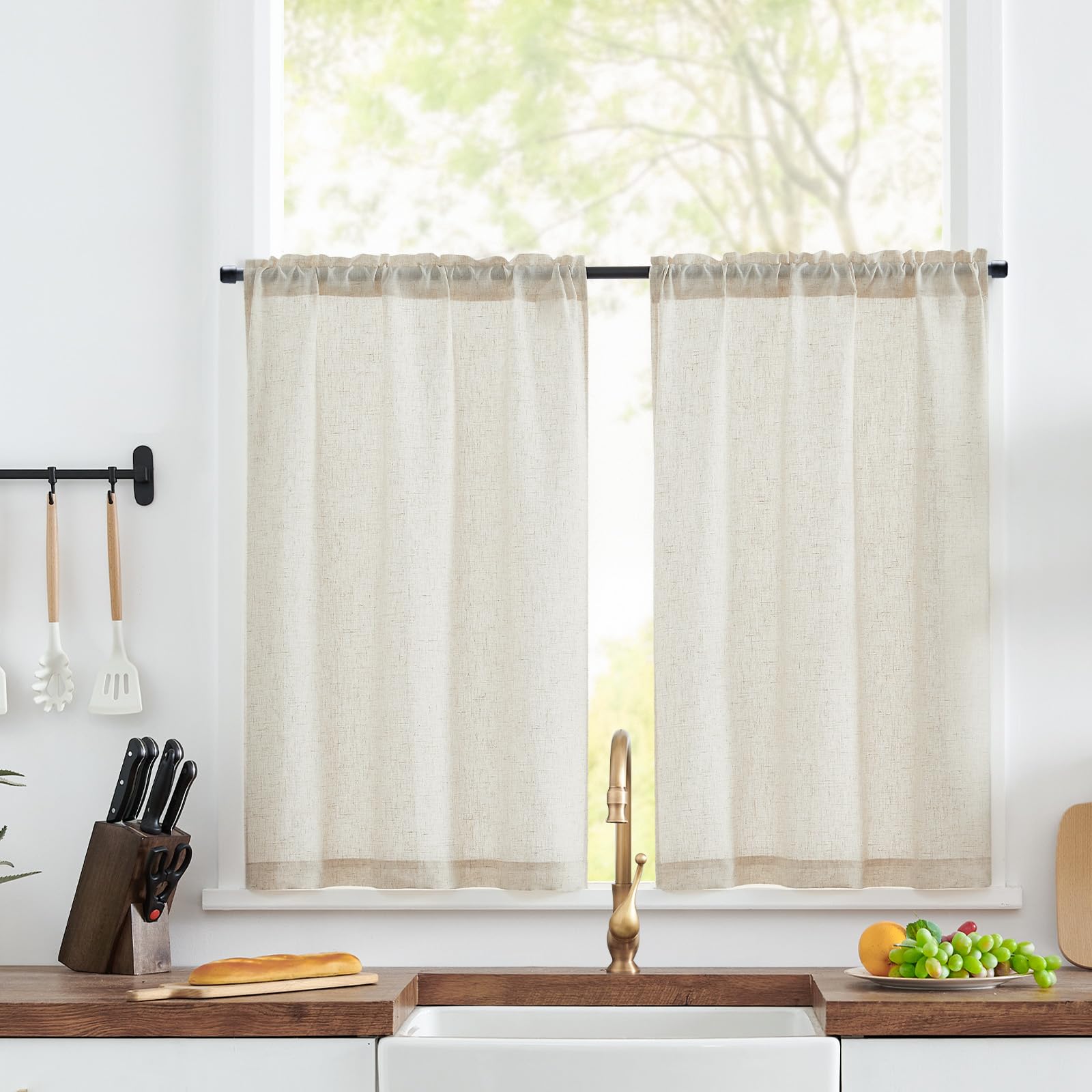 jinchan Linen Tier Curtains