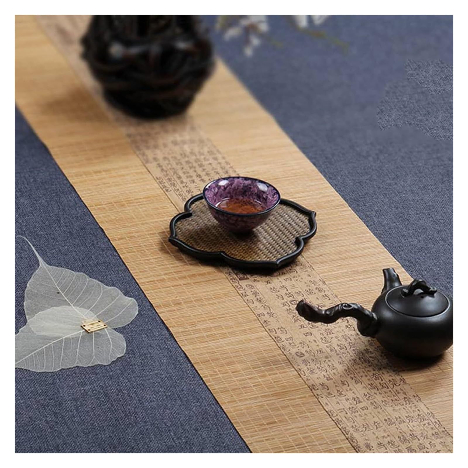 Chemin de table en bambou lavable et isolant thermique pour repas