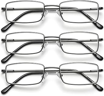 SKYWAY Mens Reading Glasses Blue Light Blocking, Stylish Metal Frame Computer Readers for Men Anti Glare UV Protection