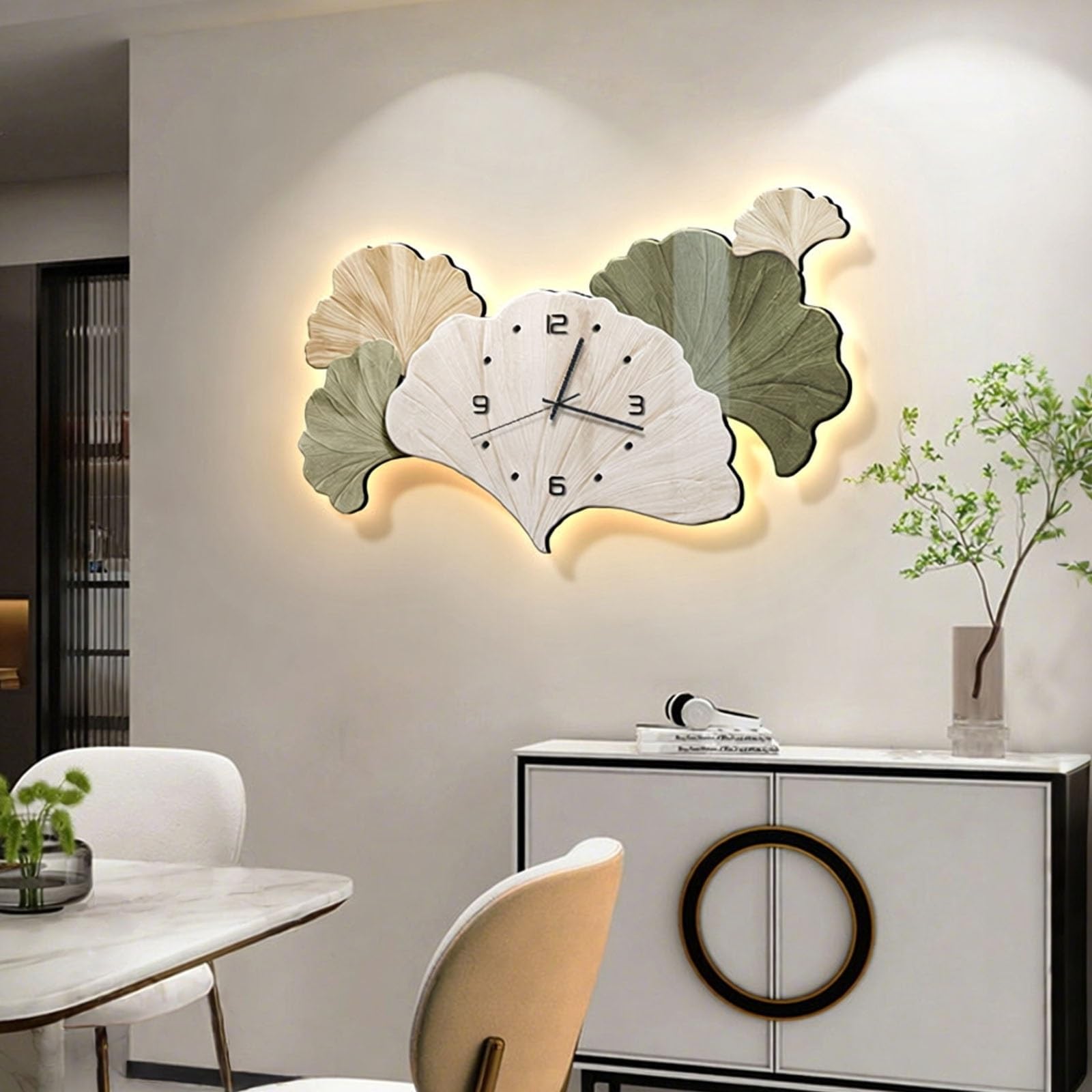 MDEUFYWEGB Decorazione da parete a LED 3D, orologio da parete moderno e minimalista, opera d'arte da appendere, complemento d'arredo per soggiorni e ingressi.(D,59 * 35cm/23.2 * 13.8in)