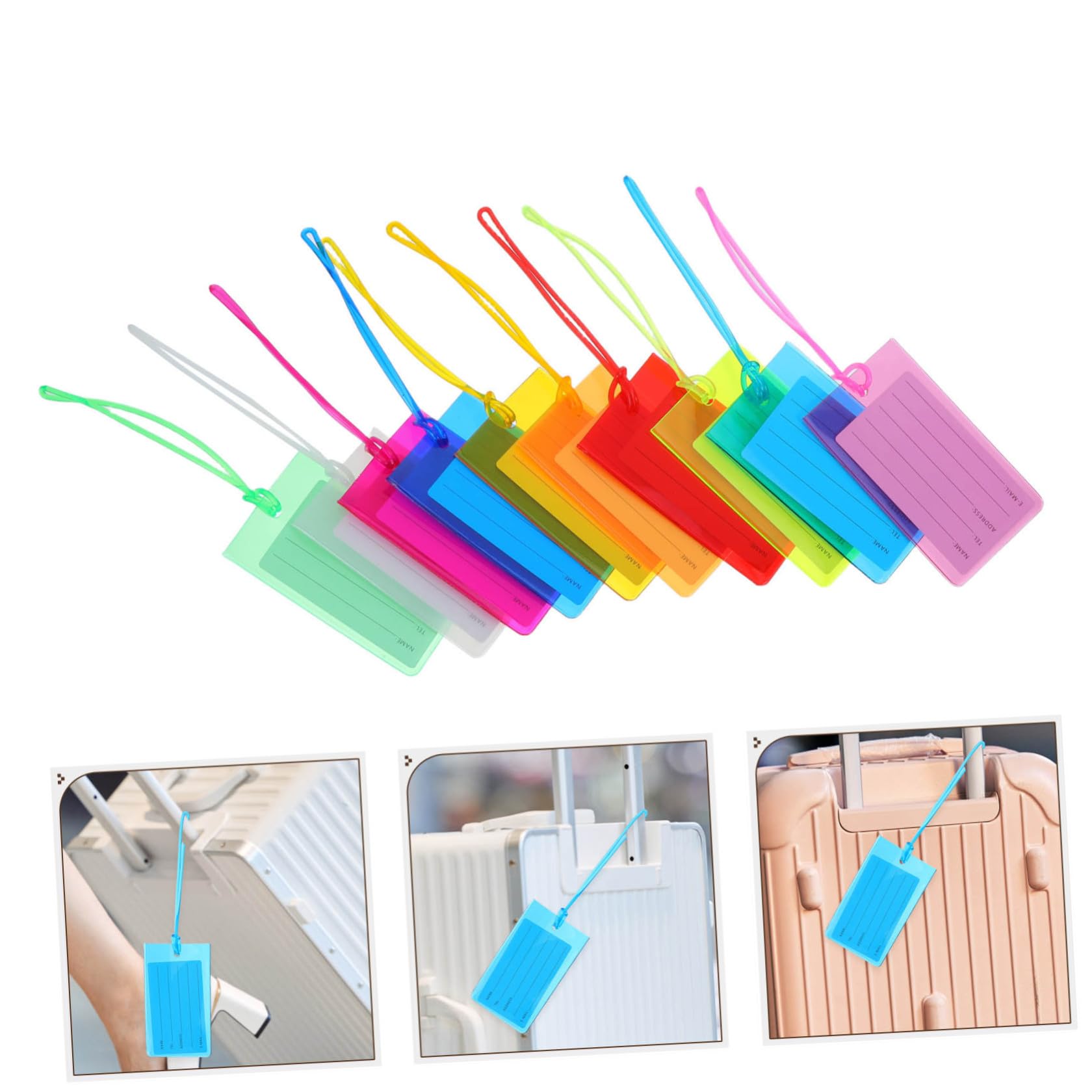 100 Pezzi Etichetta per Bagagli in Pvc Colorata con Finestra Trasparente e Passante Rinforzato, Visibilità Alta e Protezione Dati per Valigie e Zaini Durante Viaggi e Check-in