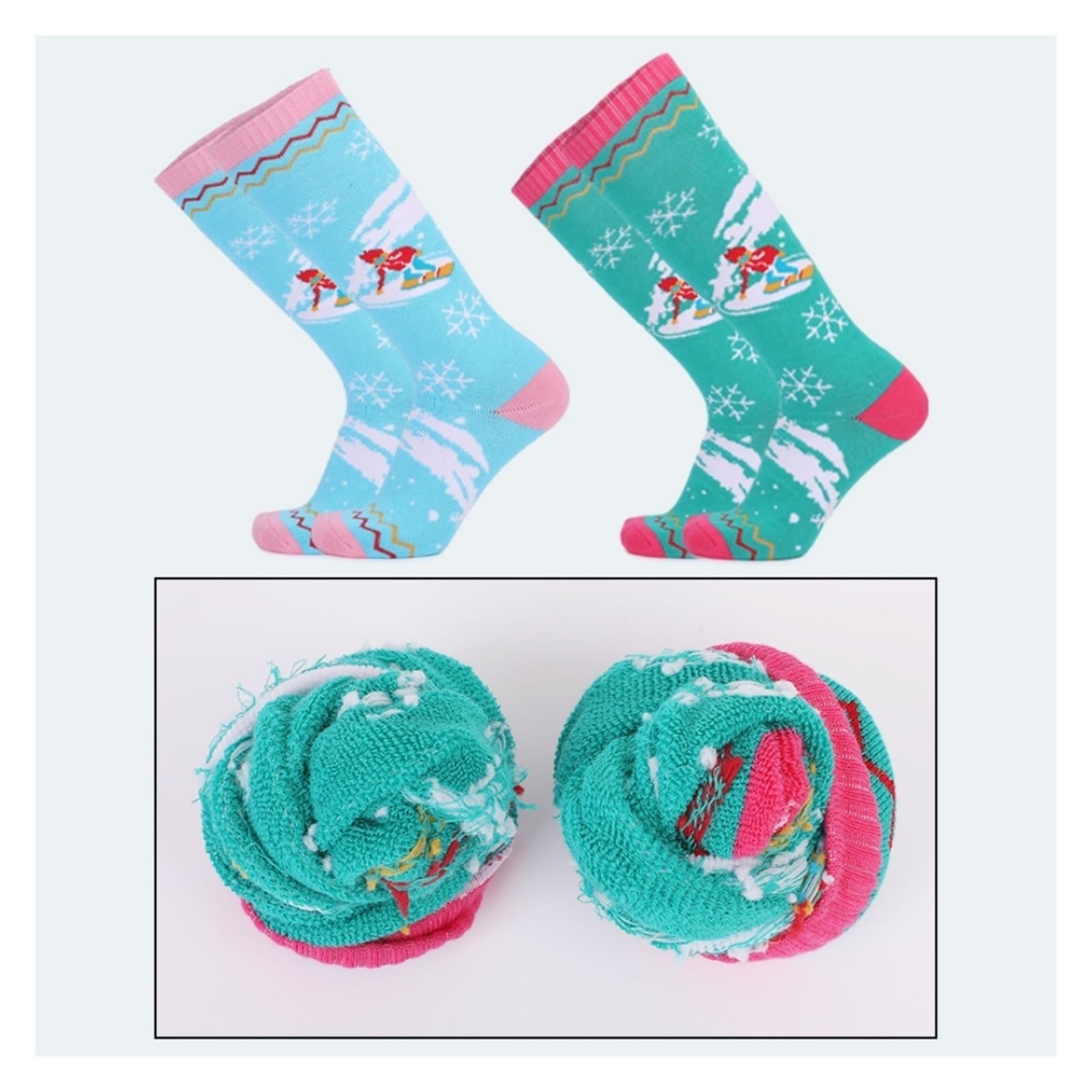 2Paris Chaussettes de Ski antidérapantes for Femme - Absorbent la Transpiration Sport Chaudes Mode Hiver en Plein air Les Chocs