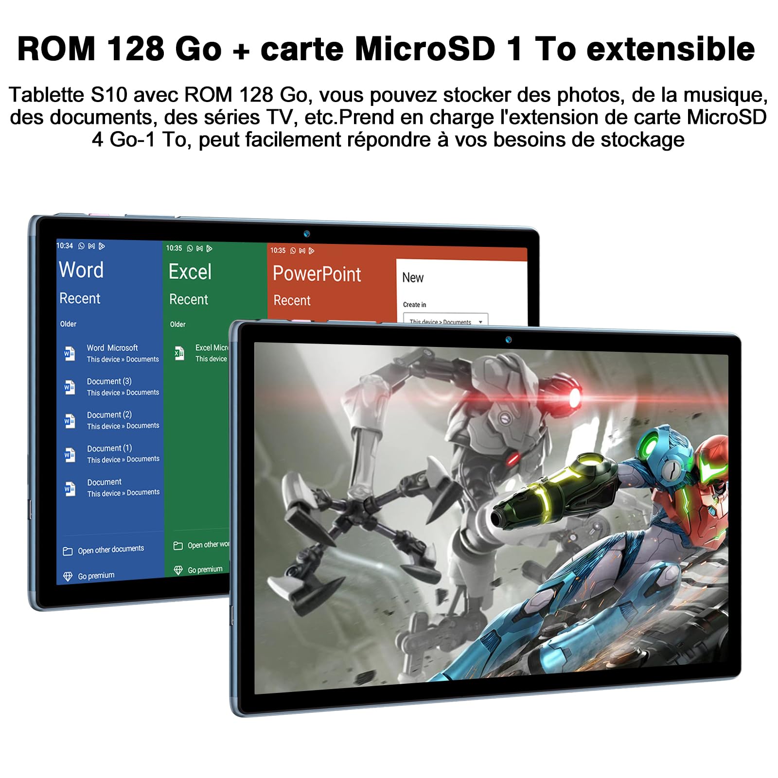 SUAAT Tablette 10 Pouces Android 11 4Go RAM 64Go ROM Avec Clavier Souris Et Étui - Rouge