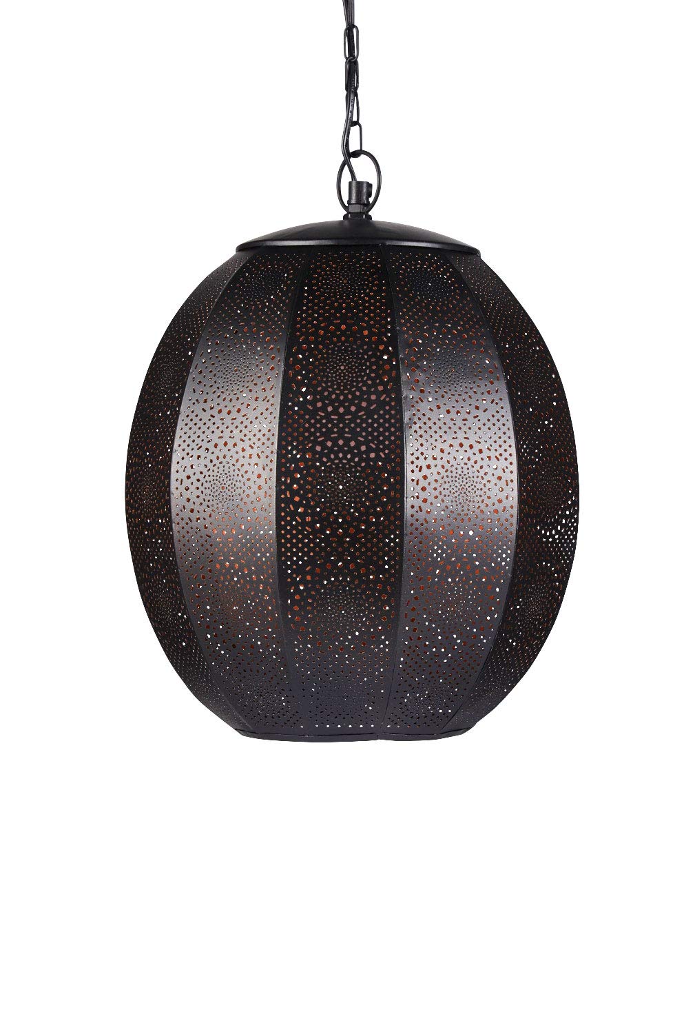 Orientalna lampa wisząca czarna Konoos 35 cm, oprawka E27, marokańskie wzornictwo, lampa wisząca z Maroka, orientalna lampa do salonu, kuchni lub wisząca nad stołem jadalnym