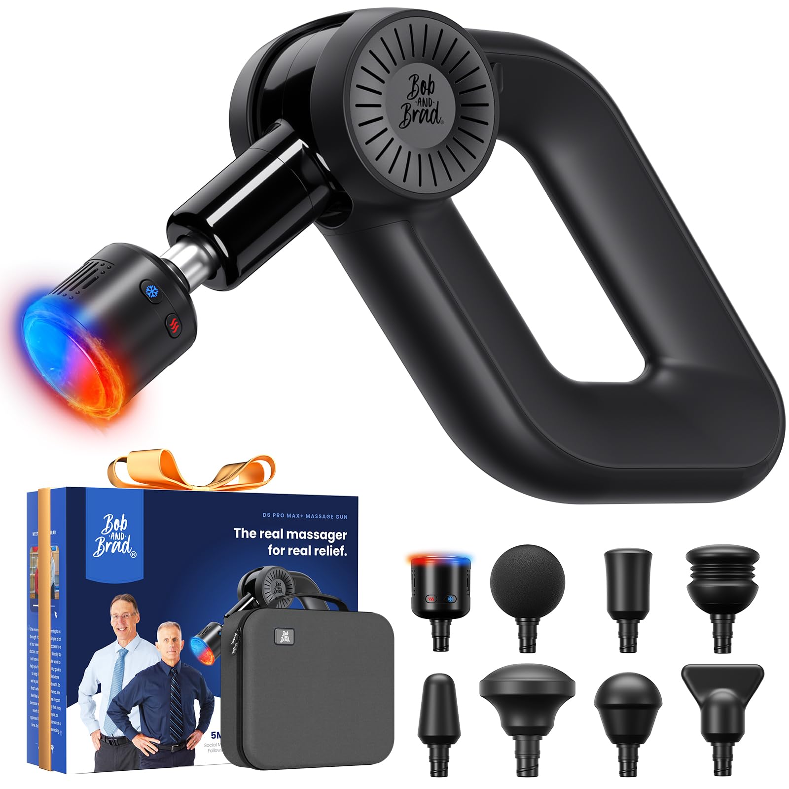 BOB AND BRAD D6 Pro Max+ Pistolet de Massage Musculaire avec Tête Chaude et Froide, Amplitude de 16 mm, Massage Gun pour Soulager Douleurs et Raideurs Musculaires, Tissus Profonds
