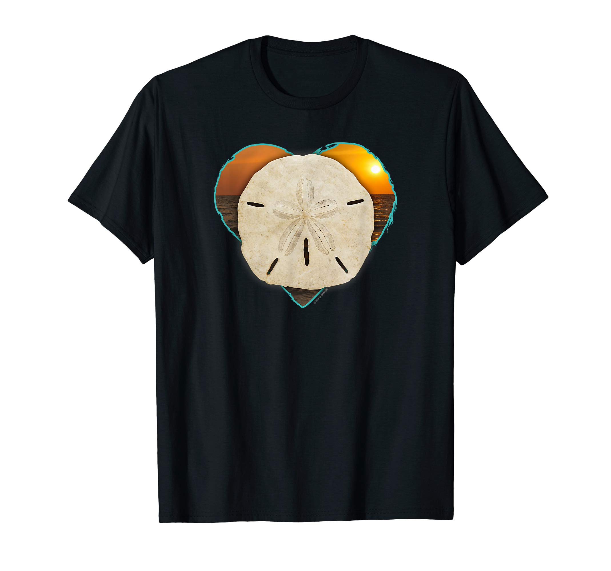 Shelling Beach Gifts and Gear by Sea Dollar StudioLove Sand Dollar Ocean Beach Heart Sunset T-Shirt