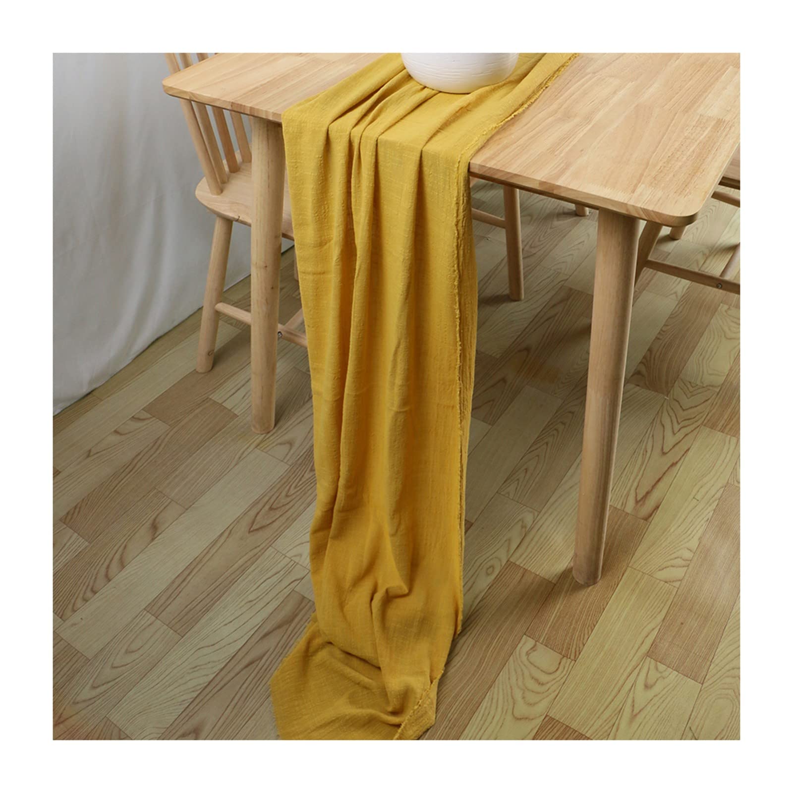 Chemin de table moderne en gaze fait à la main en tissu à fromage, fête de mariage, Noël, maison, salle à manger, décoration de table extra longue transparente à rayures (1 65 x 350 cm)