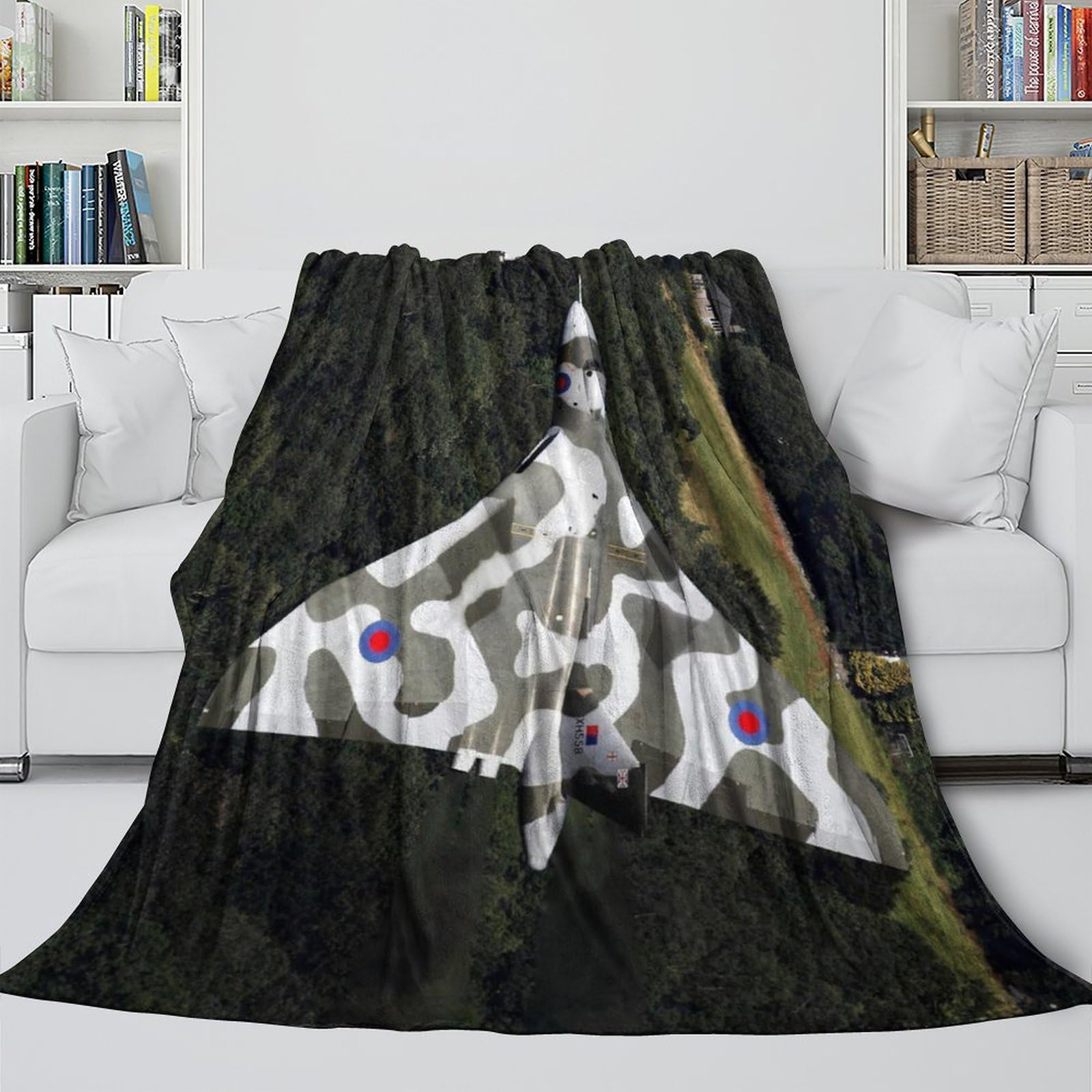 LXHASPIEO British Avro Vulcan Bomber Fuzzy Blanket - Military Air Conditioner Blanket Birthday Gift for Hubby Boyfriend Girlfriend Neighbor - Bedding Living Room Decor 40x50inch(100x130cm)