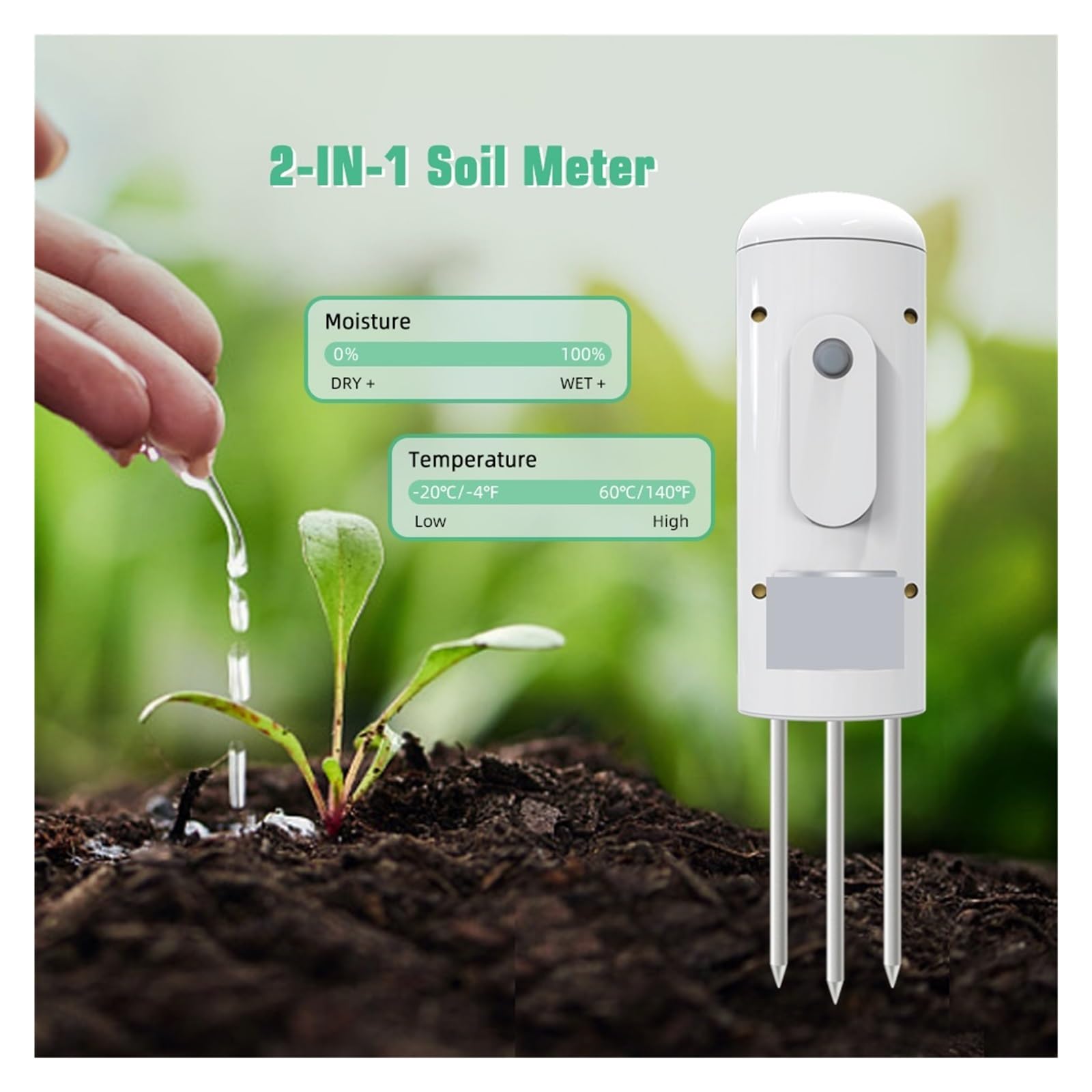 Tester del suolo, Rilevatore di umidità e temperatura del terreno intelligente WiFi, sensore wireless for il monitoraggio delle piante for serra