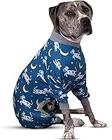 Vista 1 de Tooth & Honey Pit Bull - Pijama para perro con estampado de vaca, luna y estrella, con cobertura completa, pijama ligera para perros grandes