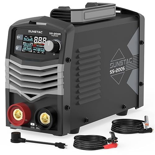 Soldador de palo, 200A 110V/220V MMA/Lift TIG 2 en 1 máquina de soldadura con arranque en caliente, fuerza de arco y antiadherente, pantalla