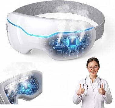 Eye Massager with Heat & Cool Mist, 2-in-1 Heated Eye Mask with Nano Atomization, Rechargeable Cordless Warm Compress Eye Care Device for Dry Eyes & Eye Strain Relief, Portable Smart Steamer