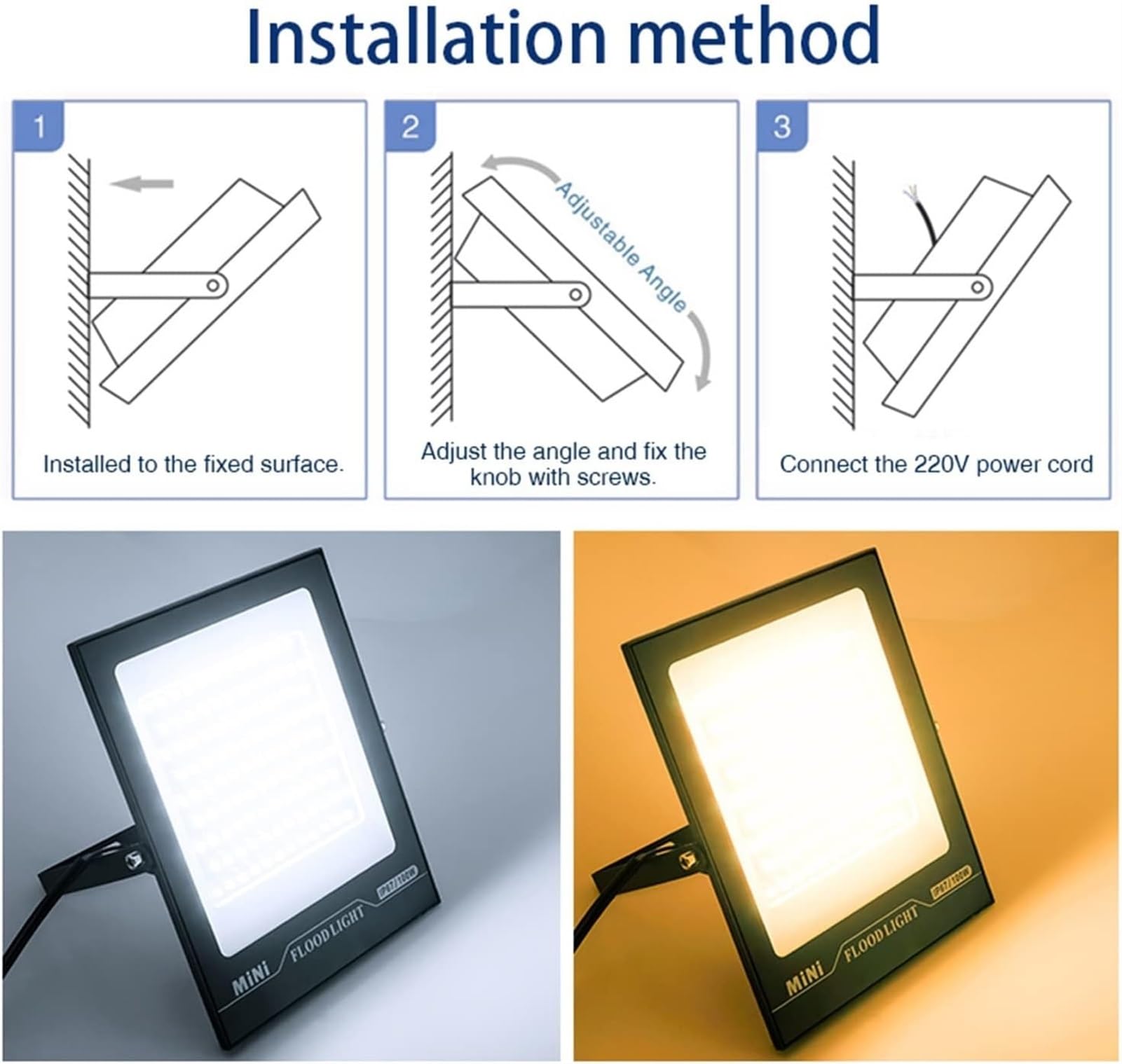 Lampy solarne zewnętrzne, Lot Zewnętrzny reflektor Reflektor IP67 Oświetlenie uliczne do ogrodu, podwórka, garażu, drzwi(Warm White,50W)