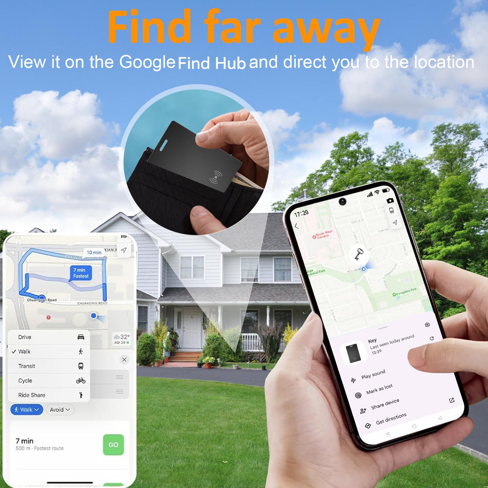 Trova portafoglio per Android, scheda di monitoraggio del portafoglio certificata Google, sottile 1,8 mm, wireless, ricaricabile, Bluetooth, localizzatore di oggetti, impermeabile IP68, per app Google