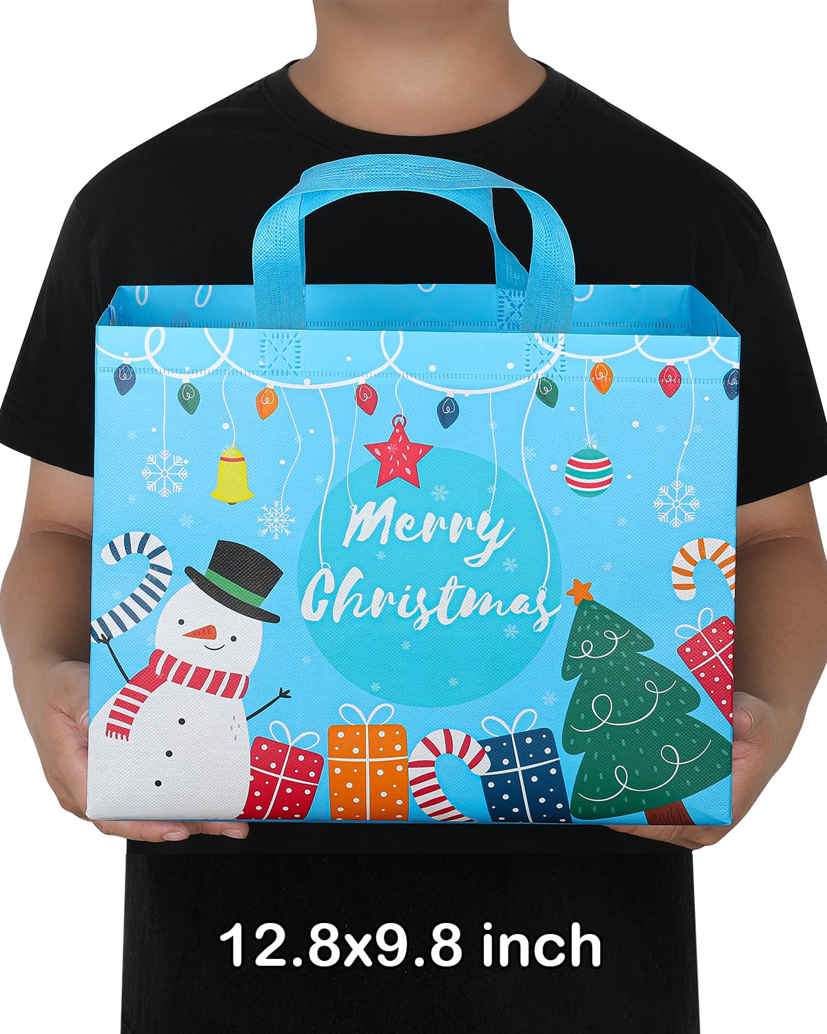 Bolsas de regalo de Navidad, 8 bolsas de Navidad con asas, bolsa de regalo de Navidad reutilizable para envolver regalos, bolsas de compras de Navidad no tejidas resistentes, bolsas de recuerdos de