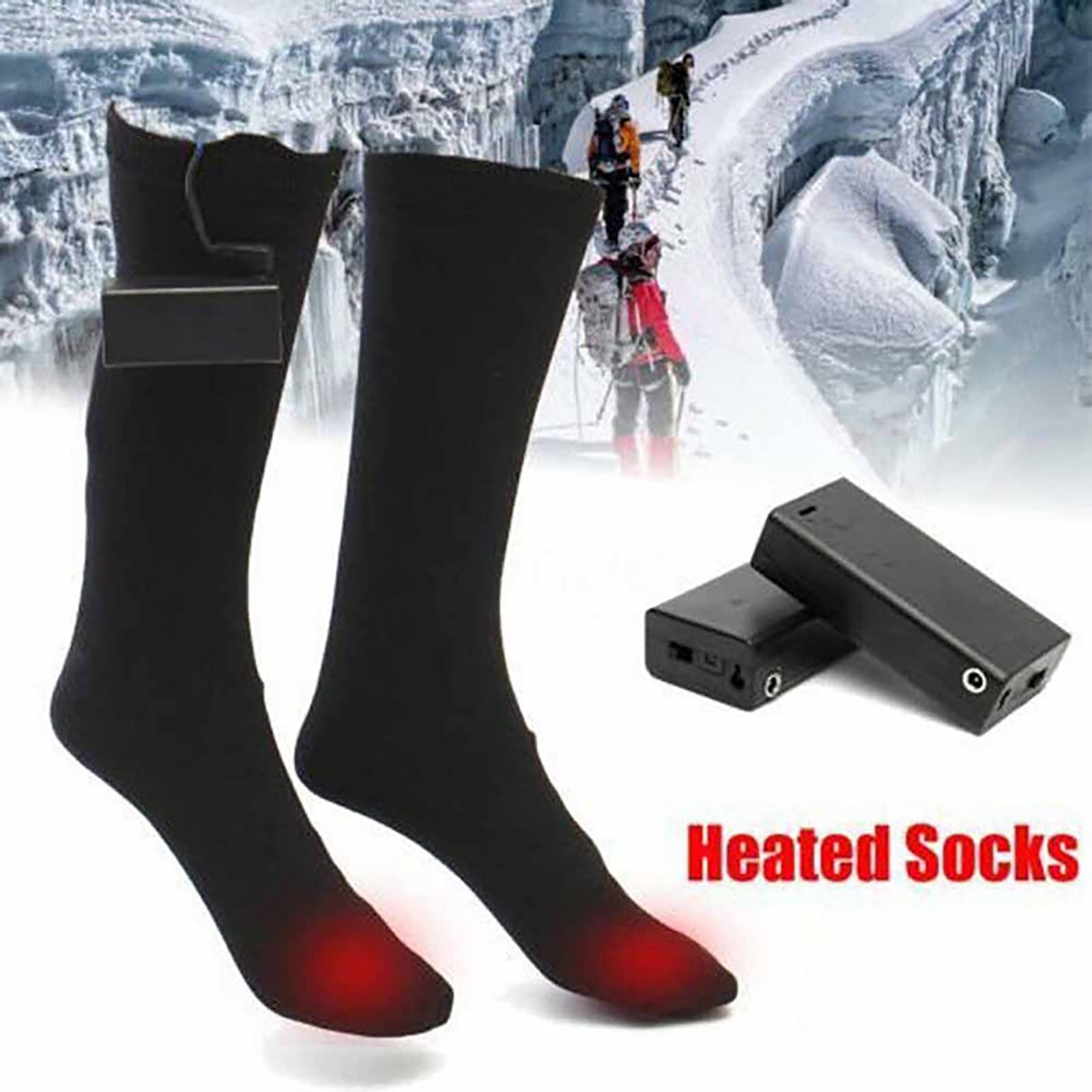 Chaussettes Chauffantes Rechargeables Alimentées par Batterie Coton Thermique Hiver Temps Froid Chauffe-Pieds pour la Randonnée Chasse Pas de Piles
