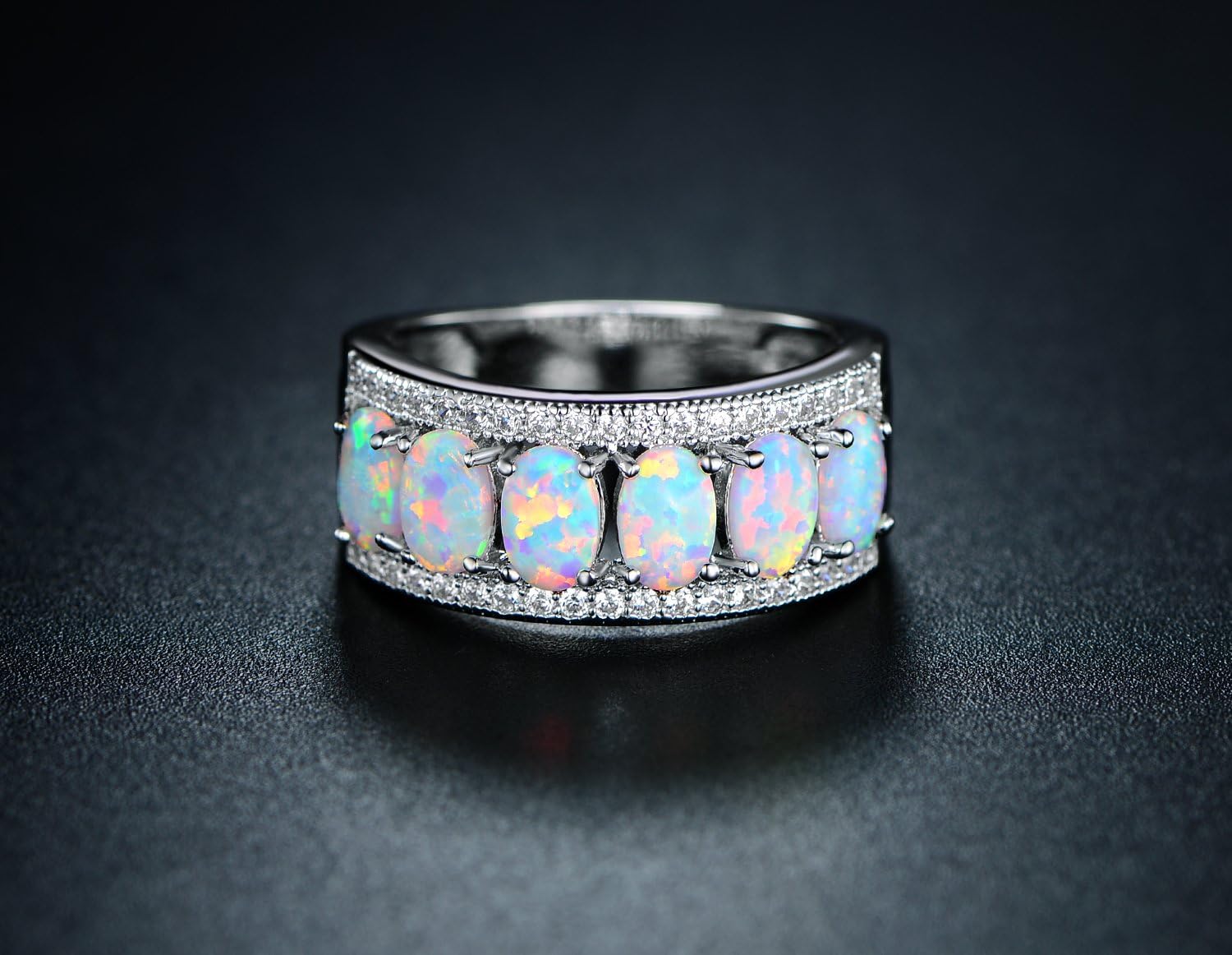 Barzel Oval-Cut Created White Opal & Cubic Zirconia Ring (Comes in Rose & White Gold Plated) - Image 4