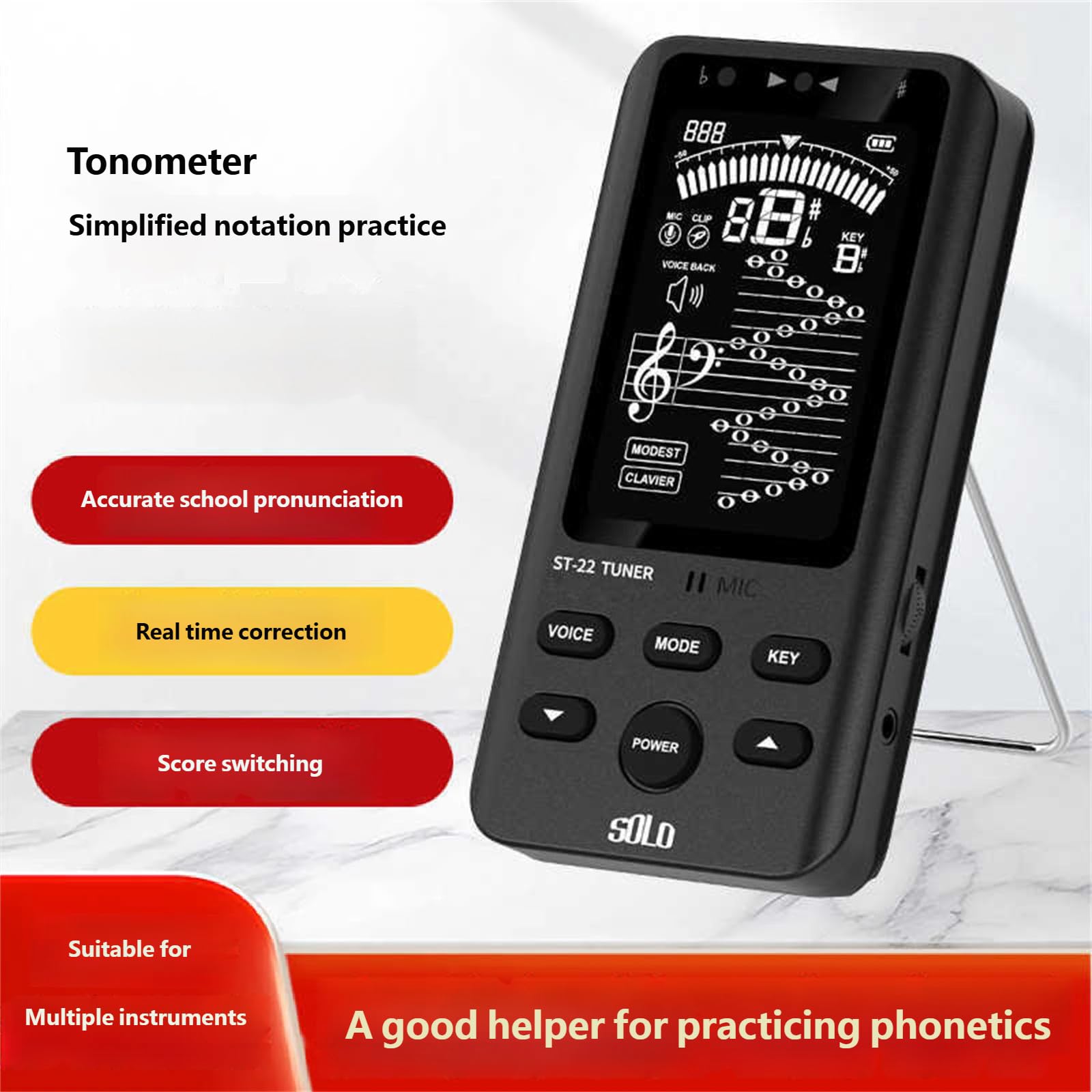 Sintonizzatore musicale portatile Metronomo ricaricabile con suono seguente e schermatura per più strumenti Facile da usare Metronomo Accordatore digitale