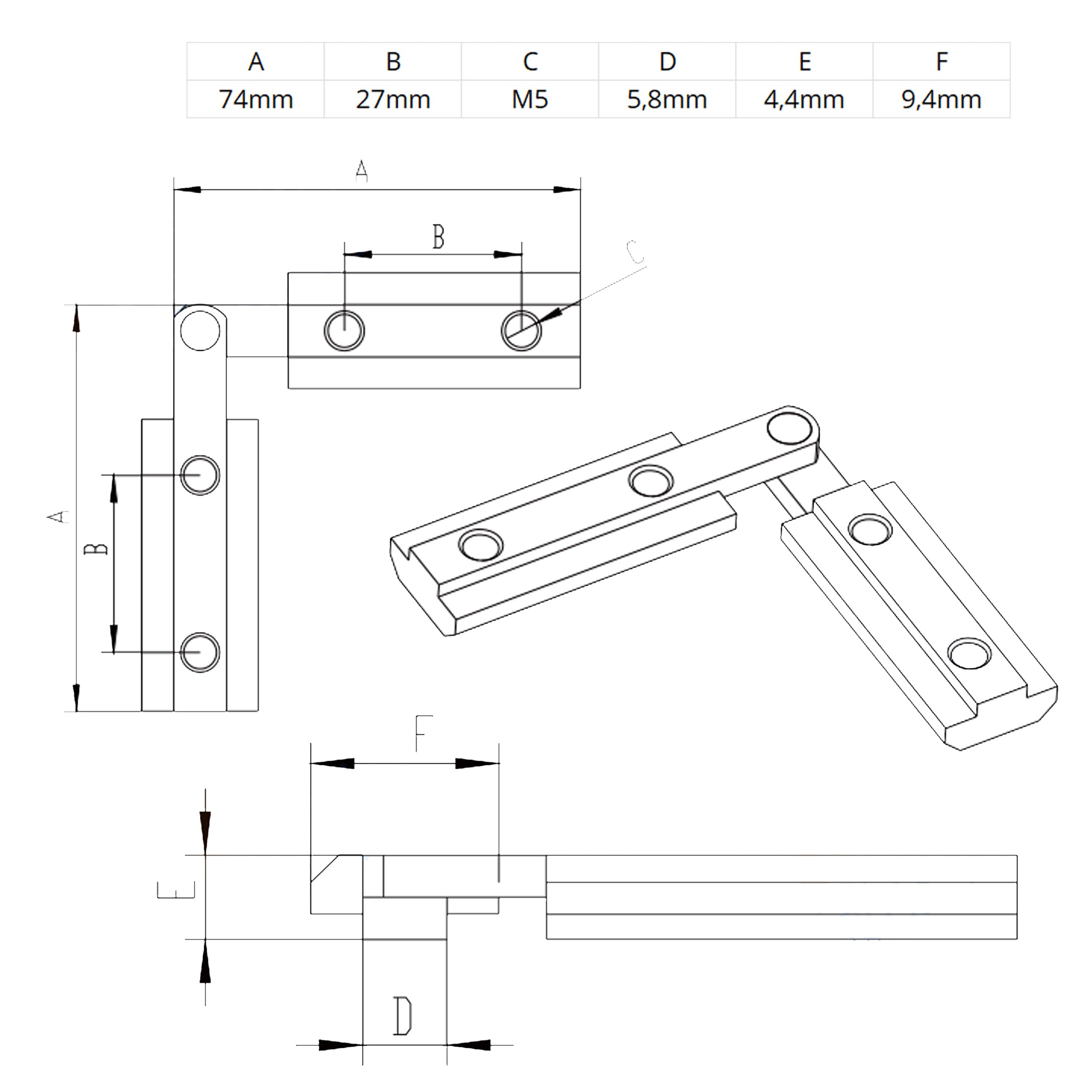 KLAK 20 - Gelenkverbinder Profilverbinder Nut 6 Nutverbinder für Aluprofil 20-er - 10 Stück