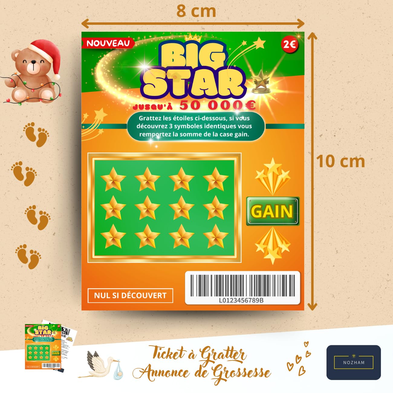 NOZHAM 5 Scratch Cards Pregnancy Announcement, Baby Arrive, Baby Announcement, Original Birth Announcement - Image 2